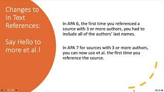 Say Hello to APA 7: Key Changes to In-Text Citations and References