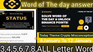 Word of The day answer binance today 2025 with binance WODL Answers Today | All Letters WOTD