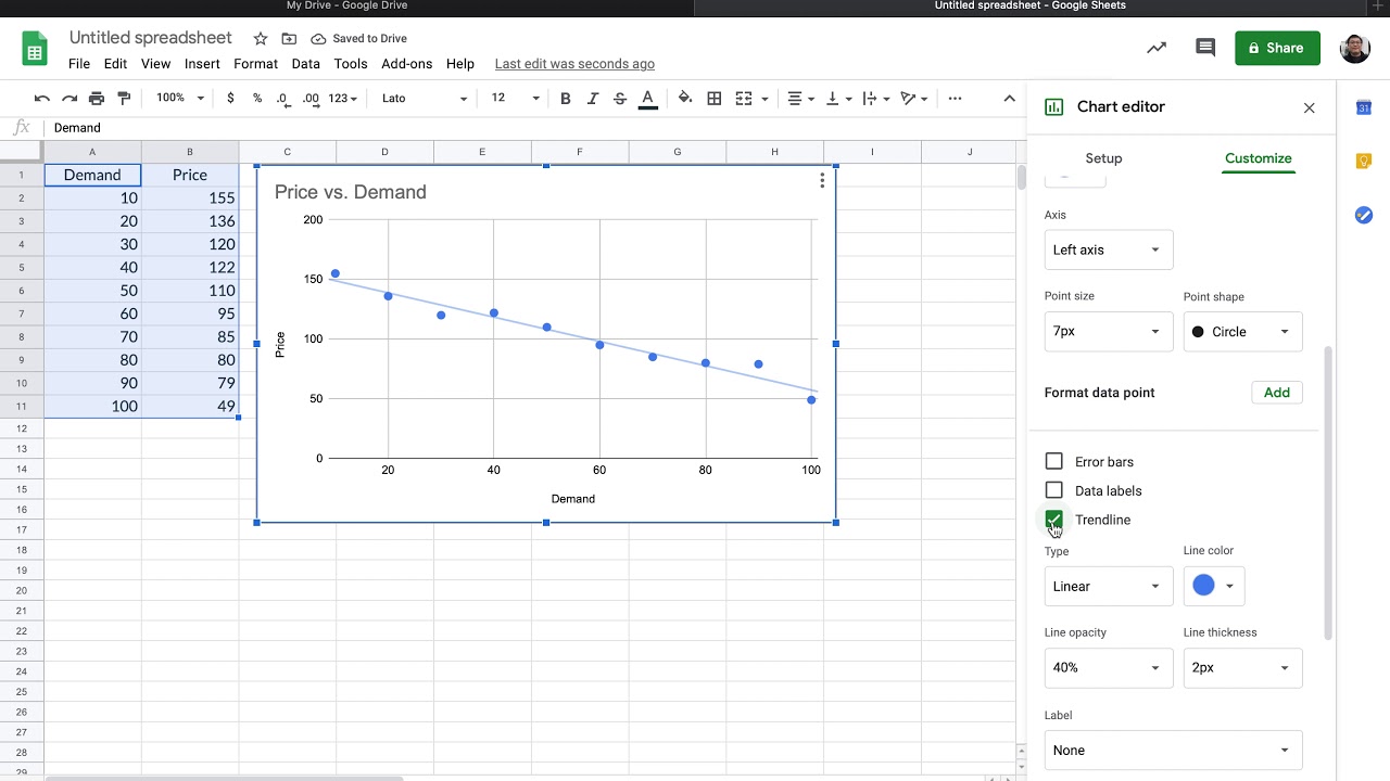 Linear Regression In Google Sheets - YouTube