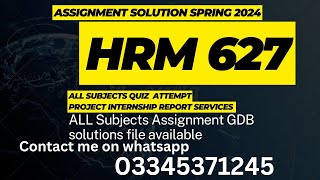 hrm627 assignment solution Spring 2024