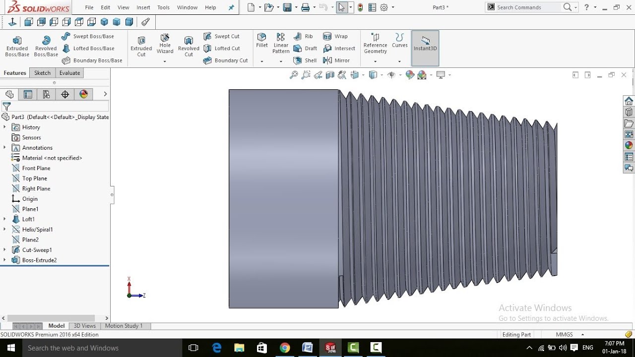 SolidWorks Tutorial: Threads On Taper Surface In SolidWorks - YouTube