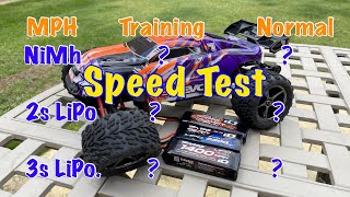 TRAXXAS E-REVO 1/16 th VXL SPEED TEST 3S, 2S, NiMh - inc. training mode