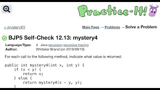 Java Practice It | Self-Check 12.13: mystery4 | recursion, recursive training