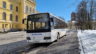 Amazing Volvo 8700LE Wasa Citybus 37 ZF Ecomat, line 15 Kråklund - Keskusta in Vaasa, Finland