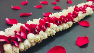 Jasmine Garland/jasmine flower veni/Gajra \\Rose petals garland with Jasmine flower /rose petals veni