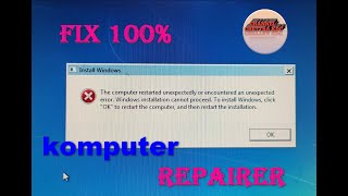 The computer restarted unexpectedly error fix 100%/របៀបដោះស្រាយ