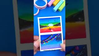 Dual scenery painting techniques🎨 #shorts #satisfying #youtubeshorts #art #painting