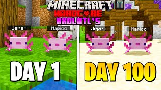 We Survived 100 Days In Hardcore Minecraft As An Axolotl - Duo Minecraft Hardcore 100 Days
