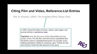 Citing Film and Video Content | ACU Online Writing Center