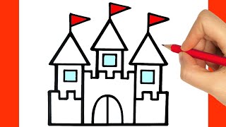 DRAWING AND COLORING A CASTLE EASY STEP BY