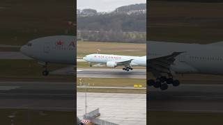 Maple leaf arrival! 🍁✈️ Air Canada Boeing 777 making a smooth touchdown in Zurich #aviation #avgeek