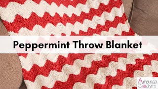 Peppermint Throw Blanket | Holiday Throw Blanket | Ripple Blanket | Easy Crochet Blanket Tutorial