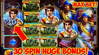 Napoleon \u0026 Josephine WMS Slot INSANE 30 SPIN BONUS! Historic Wins with Every Spin!