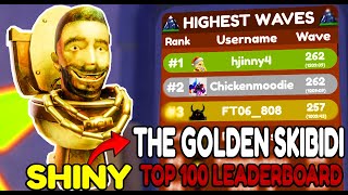 Shiny The Golden Skibidi Get You Top 100 Leaderboard Endless Mode Toilet Tower Defense #roblox