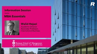 Information session on Rotman School of Management’s MBA Essentials program