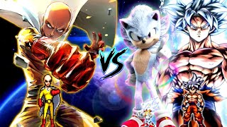 Accurate Saitama OP VS Goku MUI V2 OP (Bog) \u0026 Sonic Chaos V4 JVL OP (AF) in Jump Force Mugen