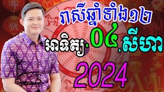 លោកពុកមហាជុំ ទាយរាសីឆ្នាំទាំង១២ ប្រចាំថ្ងៃអាទិត្យ ទី០៤ ខែសីហា ឆ្នាំ២០២៤នេះ រាសីឆ្នាំណាខ្លះឡើង