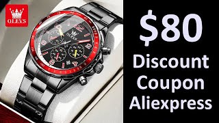 Best Aliexpress Sale Discount Promo Codes Coupons OLEVS TY714 Mens Watch Classic Fashion Chronograph