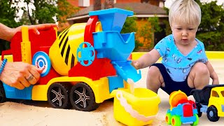 Learn construction vehicles for kids - A cement mixer at the sandpit.