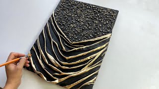 Transform Fabric into Luxury Wall Art  | Mixed Media Fabric Wall Art With Pebbles & Gold Effect