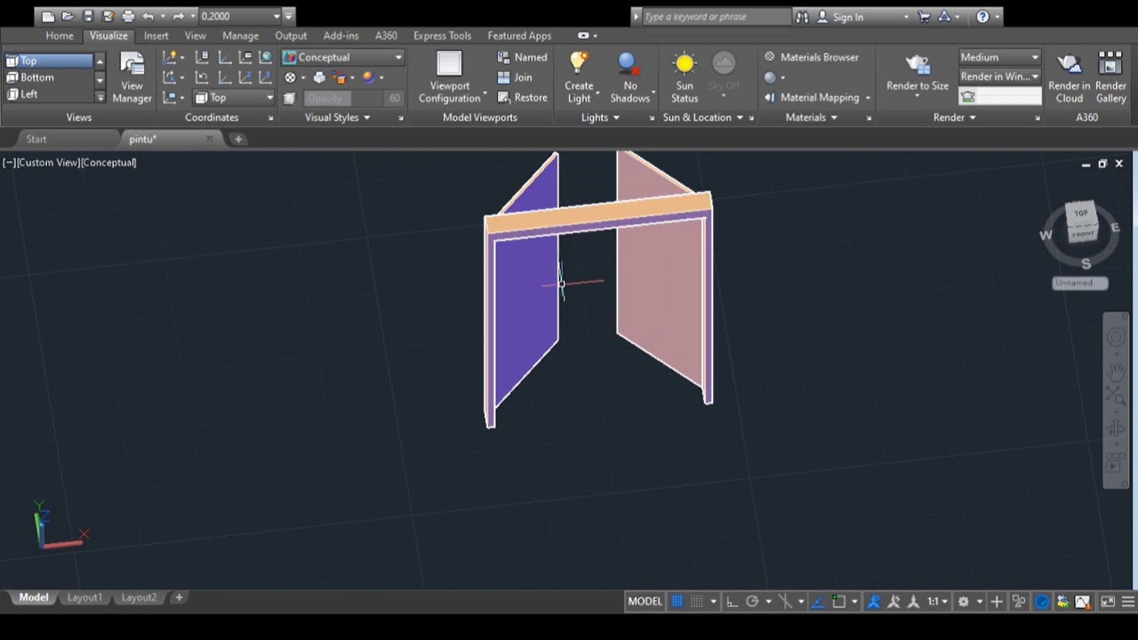 Tutorial Autocad | Membuat Pintu Dan Jendela Dalam Mode 3D - YouTube