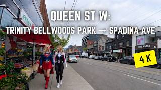 Toronto 🇨🇦 Spring Walk | Queen St W: Trinity Bellwoods to Spadina Ave, 4K
