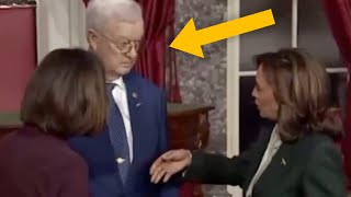 Triggered fragile man REFUSES to shake Kamala's hand