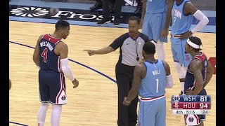 Russell Westbrook And John Wall Jawing During Wizards-Rockets Game