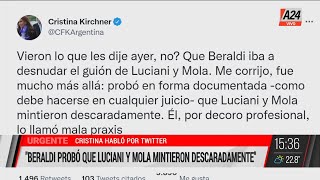 Causa vialidad: Cristina Kirchner habló por Twitter I A24