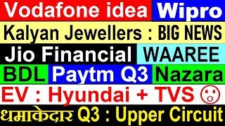 Kalyan Jewellers🔴Vodafone idea🔴Wipro🔴WAAREE🔴Jio Financial🔴BDL🔴Paytm🔴Nazara Tech🔴Hyundai TVS EV🔴 SMKC