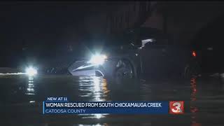 WATCH: Driver uninjured after car ends up in Catoosa County creek