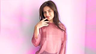 [4K] Transparent Sweatshirt Try-On Haul | Kira Monet Models Light Purple \u0026 Pink Styles