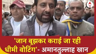 Delhi Election 2025 : 'यहां प्लान तरीके से स्लो वोटिंग कराई जा रही है'- Amanatullah Khan का दावा |