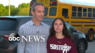 Shooting survivor describes emotional return to school
