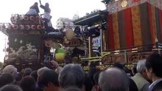 川越祭り２０１４　１８日　連雀交差点　山車３台の曳っかわせ　2014.10.18 Kawagoe Festival