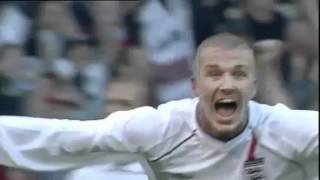 England 2-2 Greece - Beckham last minute free kick