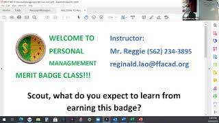 Personal Management Merit Badge - Class 1
