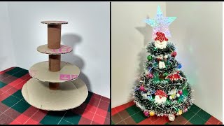arbol de navidad hecho con carton reciclado //  hacer una arbolito de navidad con material reciclado