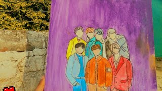BTS painting |easy painting on convas with acrylic paints #TheWayOfPainting #shortsvideoviral  #arts
