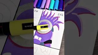 Drawing Minion BOB in 4 Different Styles! Pt.1 Purple Evil Minion!😈🍌💜 #shorts