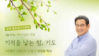 [양재 열린새신자예배] 기적을 만드는 힘, 기도 (사도행전 16:25-31)│이정환 목사│2022.03.13