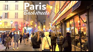 Paris France, Christmas in Paris - Backstreets, HDR Walking - 4K HDR 60 fps