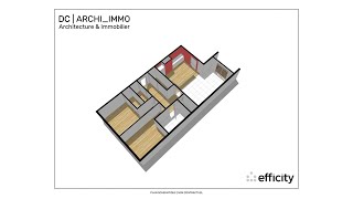 PLAN 3D   VILLEMOMBLE   93250   SUPERBE 3 PIECES TRAVERSANT   LUMINEUX   67m²   VASTE ESPACE DE VIE