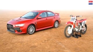 2013 Mitsubishi Lancer Evolution GSR vs. 2010 Honda CRF450R - CAR and DRIVER