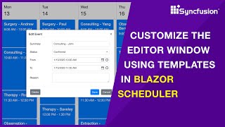 Blazor スケジューラのテンプレートを使用してエディター ウィンドウをカスタマイズする