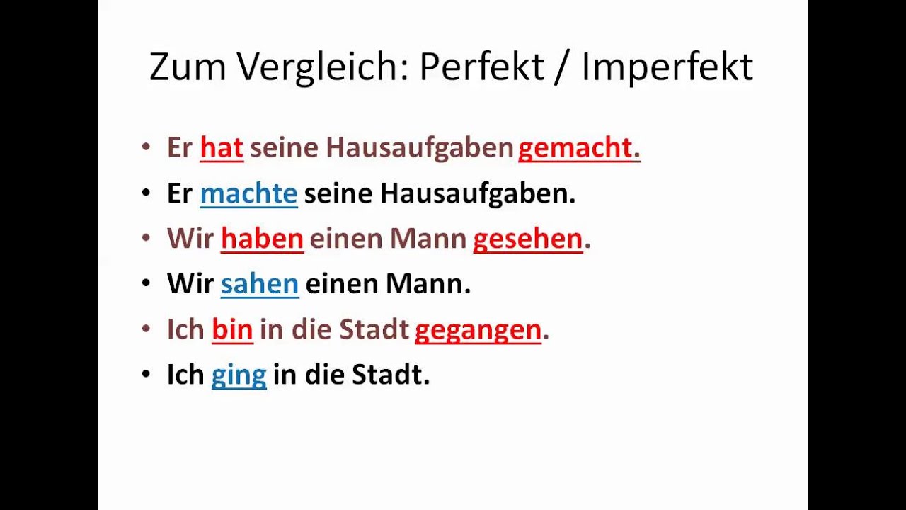 Simple Past Tense Or Imperfect In German - Www.germanforspalding.org ...