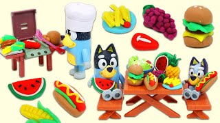 Disney Jr Bluey's Pool Side Play Doh BBQ | Fun & Easy DIY Mini Play Dough Hamburger, Fruits, & More!