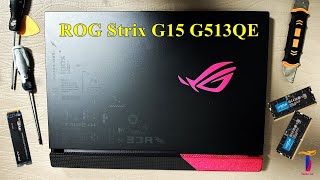 How to Open Asus ROG Strix G15 G513QE and Upgrade Options | Memory | SSD | Disassembly