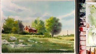 Watercolor Landscape Painting - Wet-on-Wet Technique