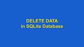 How to use DELETE using SQLite